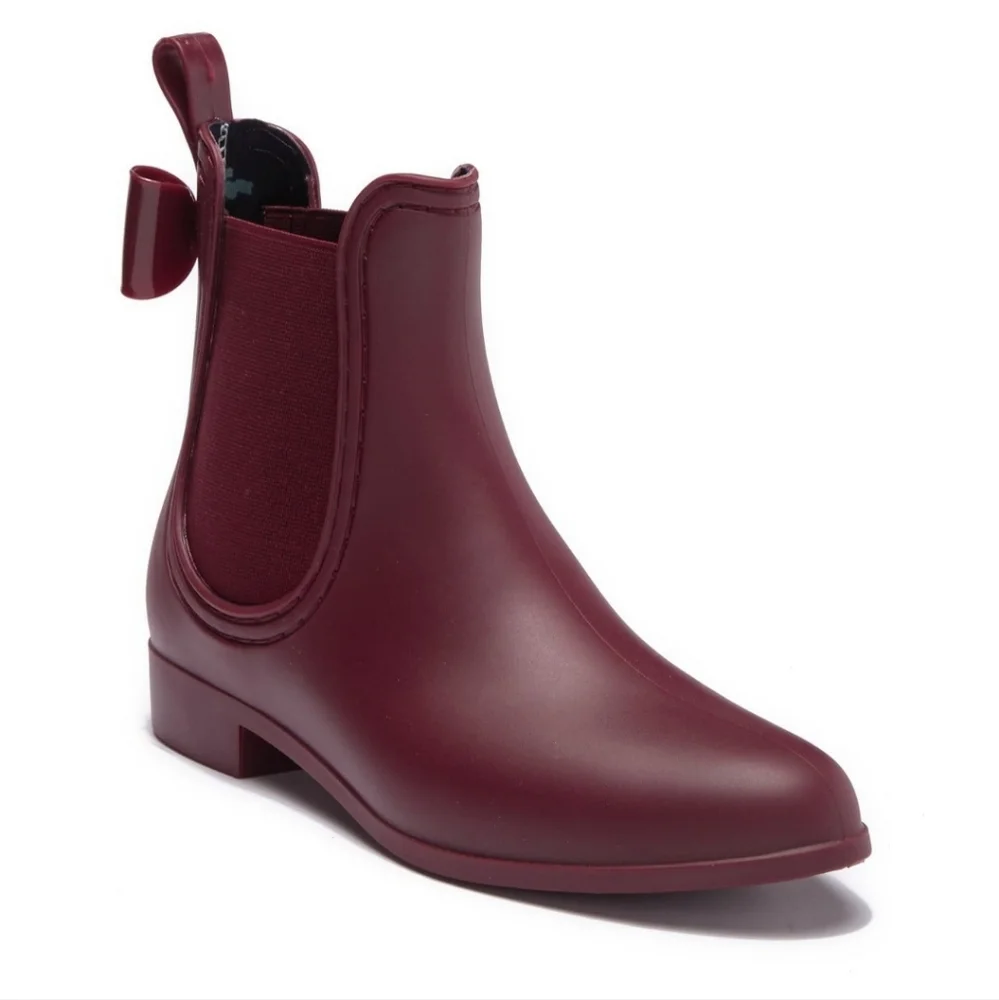 Catherine Malandrino Plum Chelsea Briellie Rainboots Bows Burgundy Feminine 39 8
